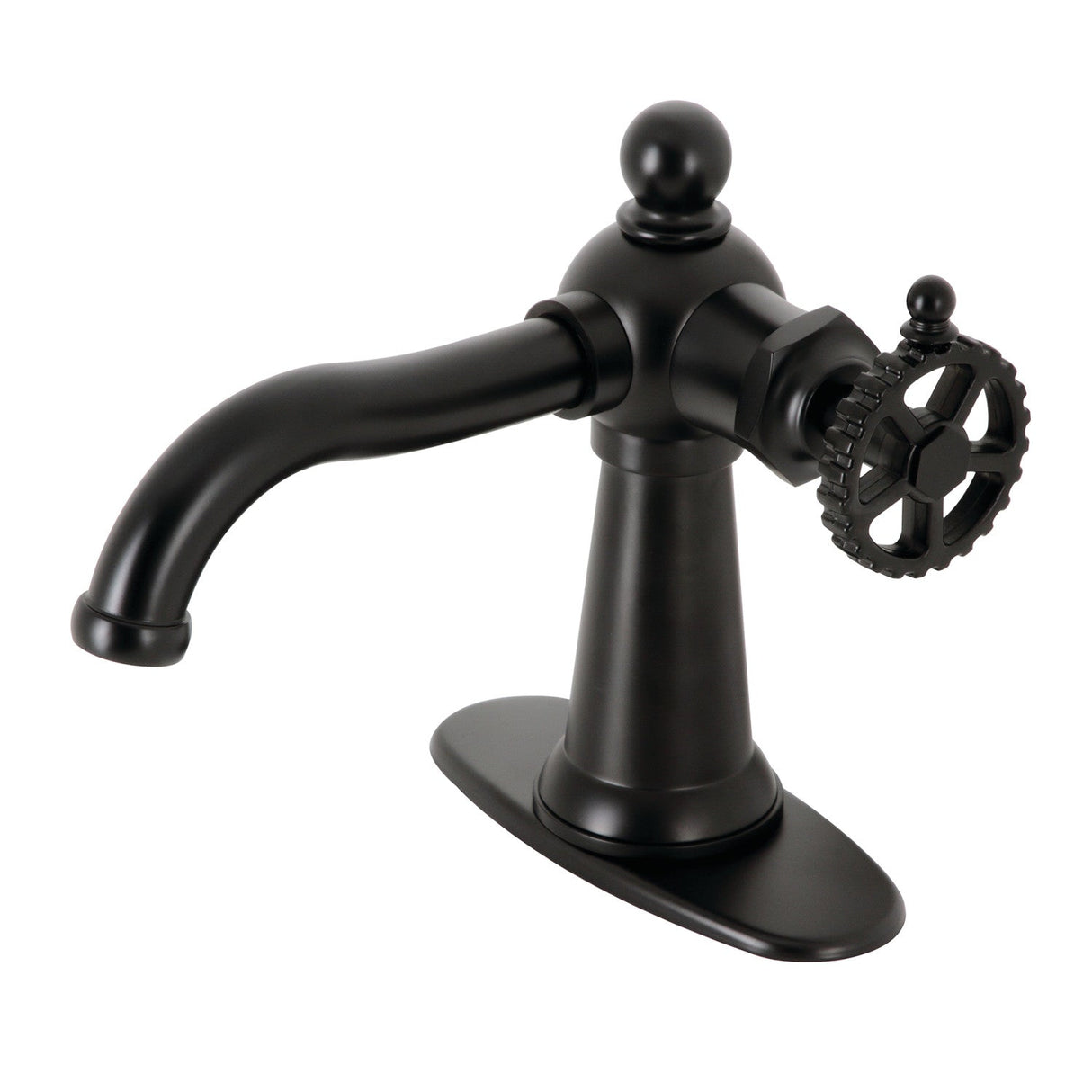 Fuller KSD3540CG Single-Handle 1-Hole Deck Mount Bathroom Faucet with Push Pop-Up and Deck Plate, Matte Black