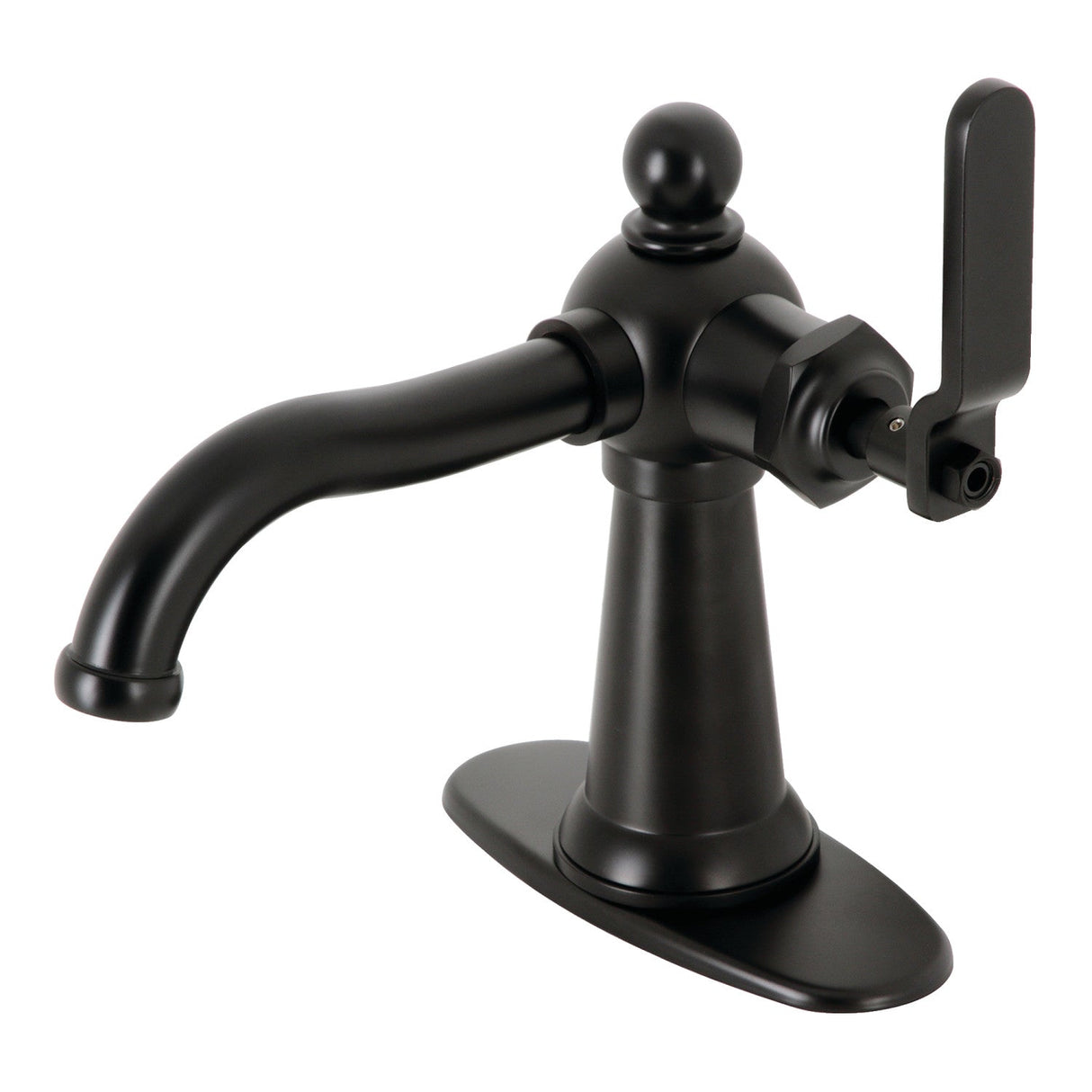 Knight KSD3540KL Single-Handle 1-Hole Deck Mount Bathroom Faucet with Push Pop-Up and Deck Plate, Matte Black