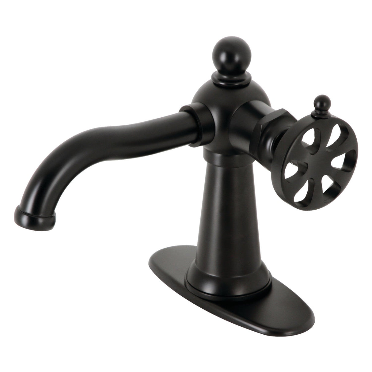 Belknap KSD3540RX Single-Handle 1-Hole Deck Mount Bathroom Faucet with Push Pop-Up and Deck Plate, Matte Black
