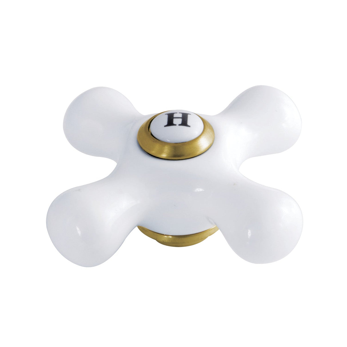KSH1167PXH Hot Porcelain Cross Handle, Brushed Brass