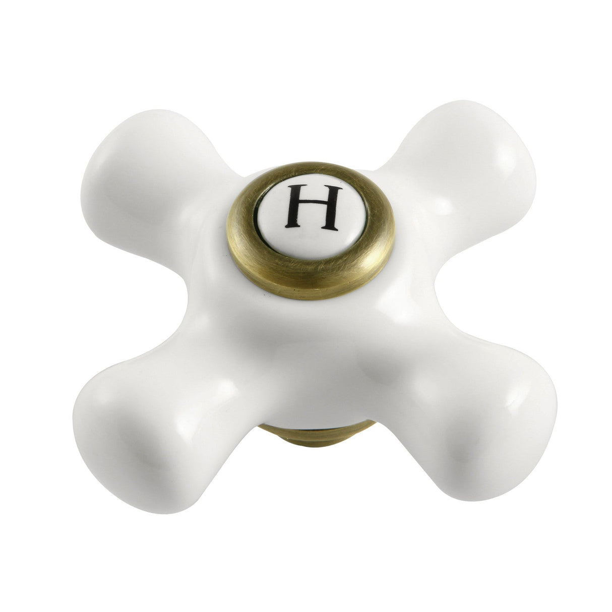 Kingston KSH266PXABH Hot Porcelain Cross Handle, Antique Brass