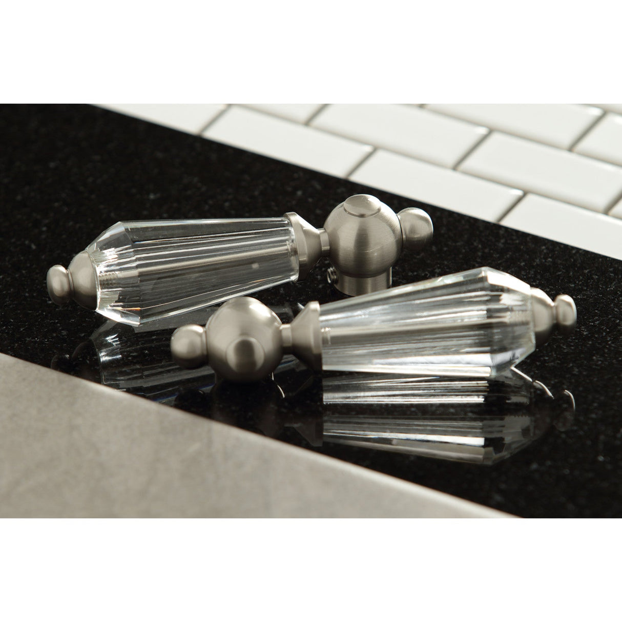 Wilshire KSH3968WLL Crystal Lever Handle, Brushed Nickel