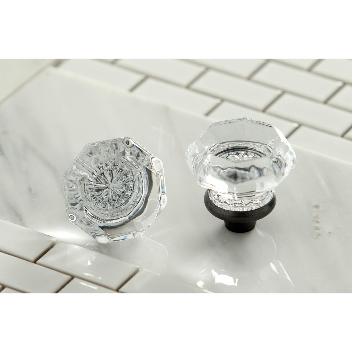 Celebrity KSH4465WCL Crystal Octagonal Knob Handle, Oil Rubbed Bronze
