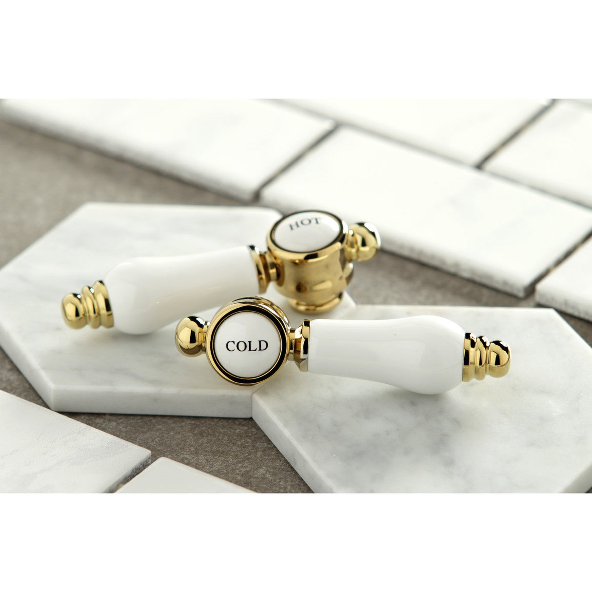 KSH7612BPLC Cold Porcelain Lever Handle, Polished Brass