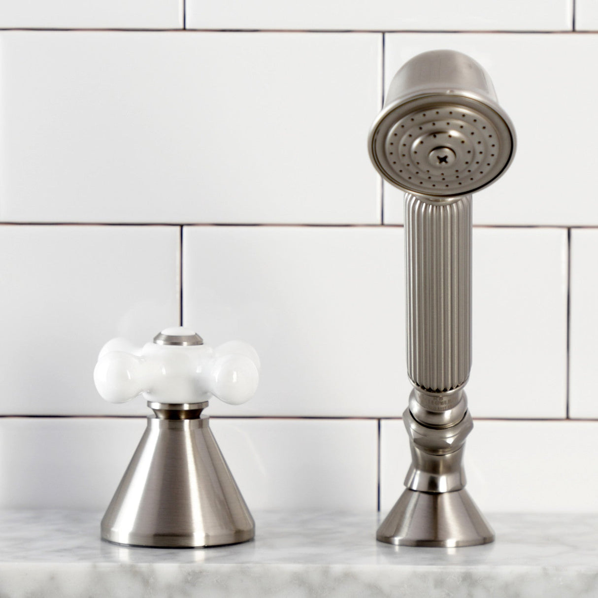 KSK2368PXTR Deck Mount Hand Shower with Diverter for Roman Tub Faucet, Brushed Nickel