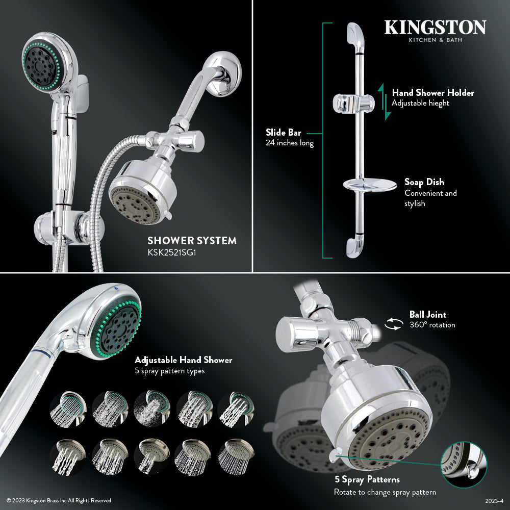Made To Match KSK2521SG1 Shower System with Slide Bar and Hand Shower, Polished Chrome