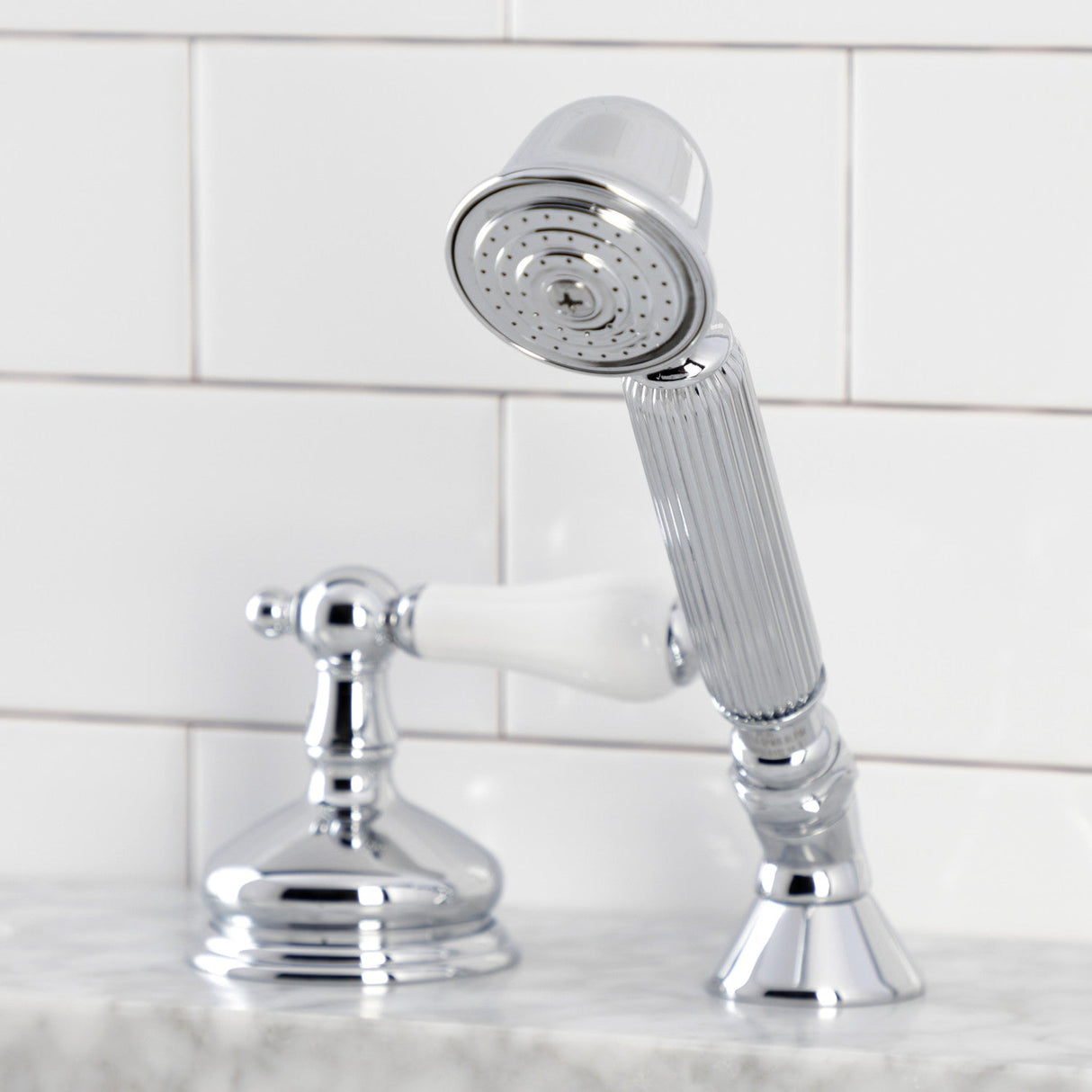 KSK3331PLTR Deck Mount Hand Shower with Diverter for Roman Tub Faucet, Polished Chrome