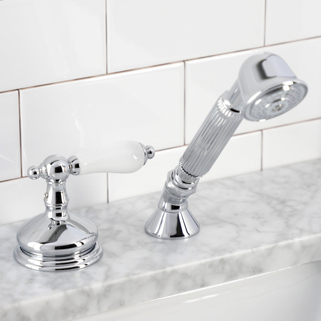 KSK3331PLTR Deck Mount Hand Shower with Diverter for Roman Tub Faucet, Polished Chrome