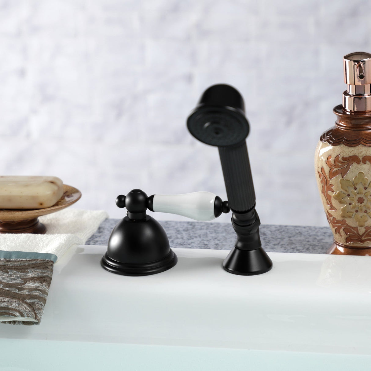 Vintage KSK3350PLTR Deck Mount Hand Shower with Diverter for Roman Tub Faucet, Matte Black