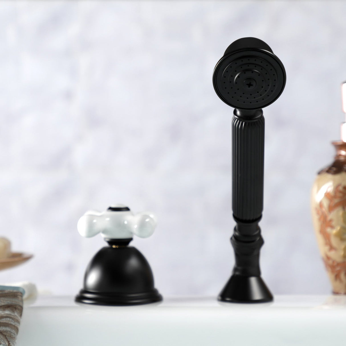 Vintage KSK3350PXTR Deck Mount Hand Shower with Diverter for Roman Tub Faucet, Matte Black
