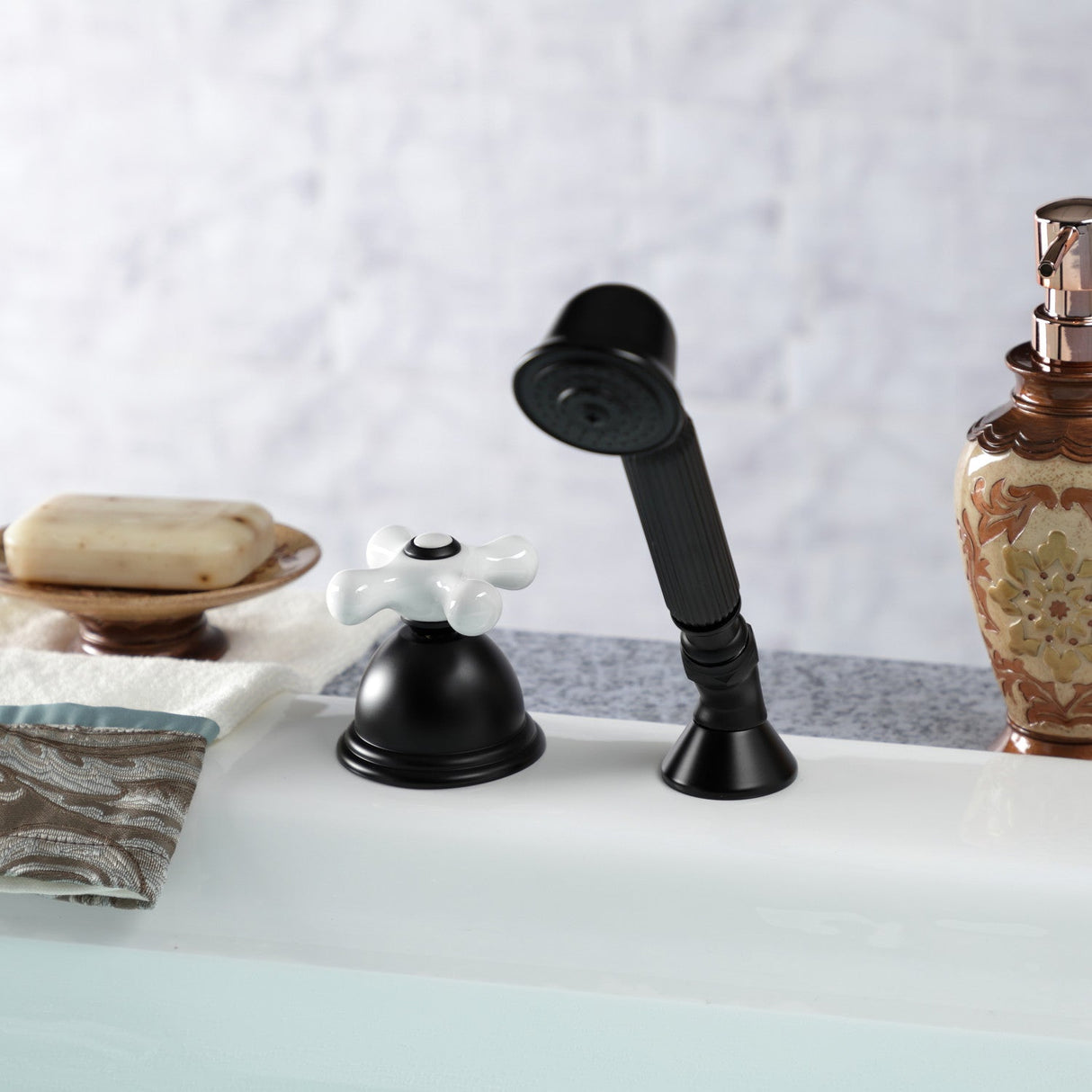 Vintage KSK3350PXTR Deck Mount Hand Shower with Diverter for Roman Tub Faucet, Matte Black