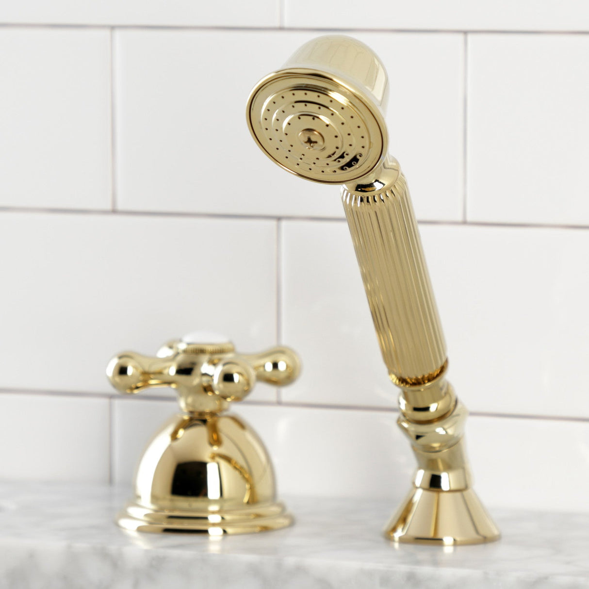 KSK3352AXTR Deck Mount Hand Shower with Diverter for Roman Tub Faucet, Polished Brass