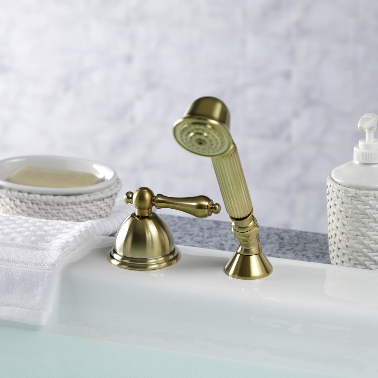 Vintage KSK3357ALTR Deck Mount Hand Shower with Diverter for Roman Tub Faucet, Brushed Brass