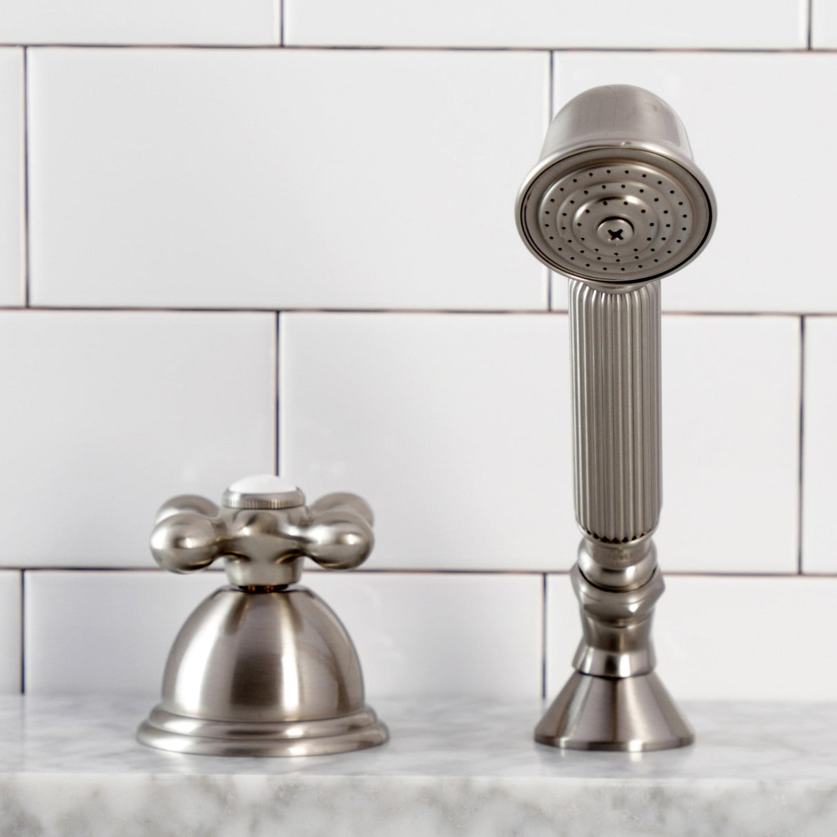 KSK3358AXTR Deck Mount Hand Shower with Diverter for Roman Tub Faucet, Brushed Nickel