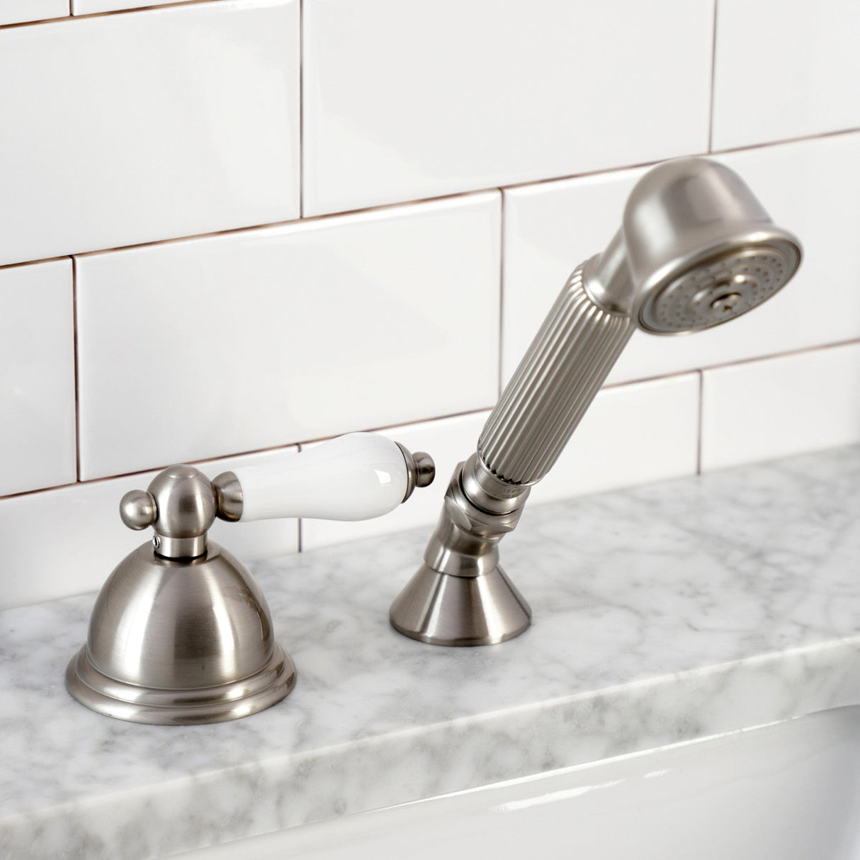 Vintage KSK3358PLTR Deck Mount Hand Shower with Diverter for Roman Tub Faucet, Brushed Nickel