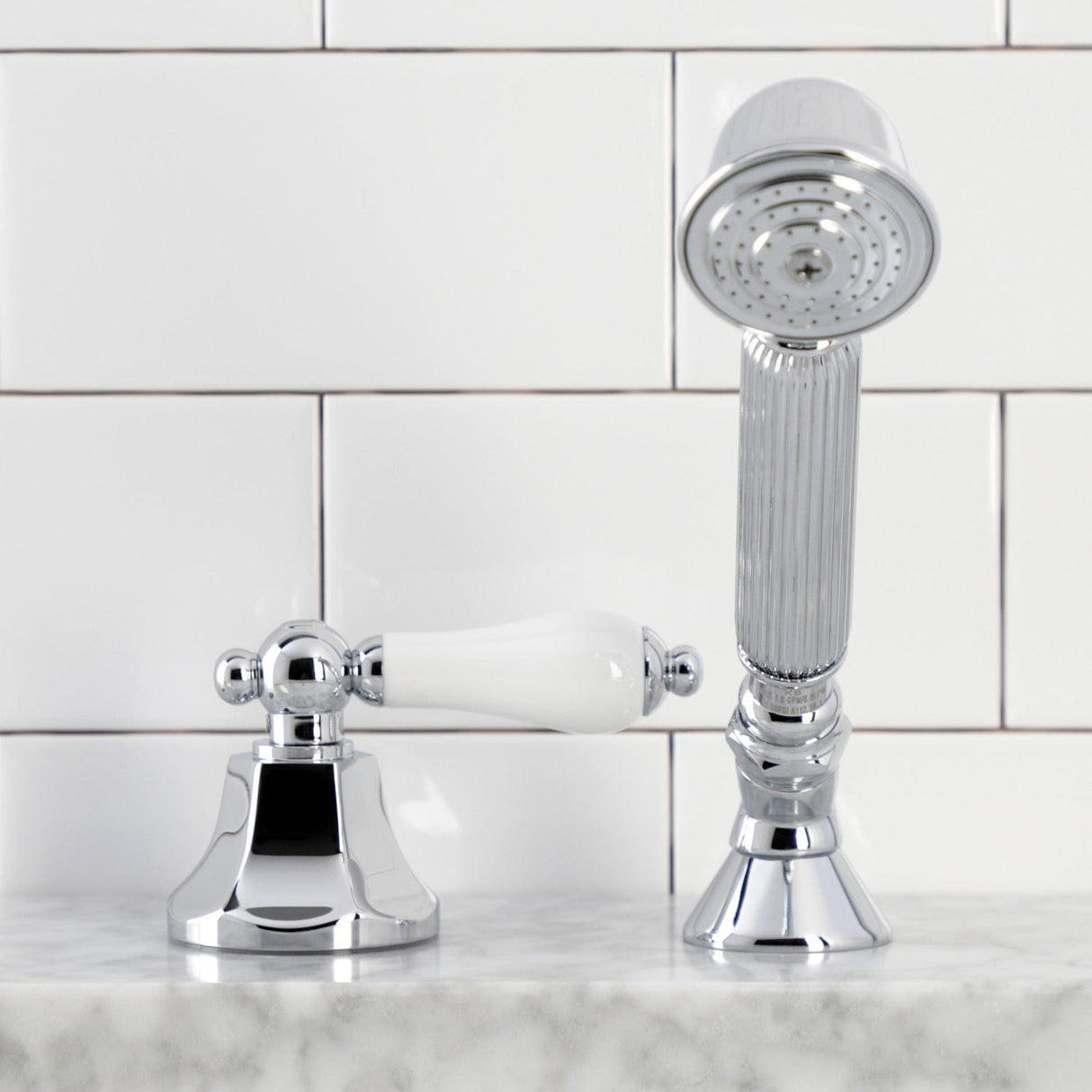 KSK4301PLTR Deck Mount Hand Shower with Diverter for Roman Tub Faucet, Polished Chrome