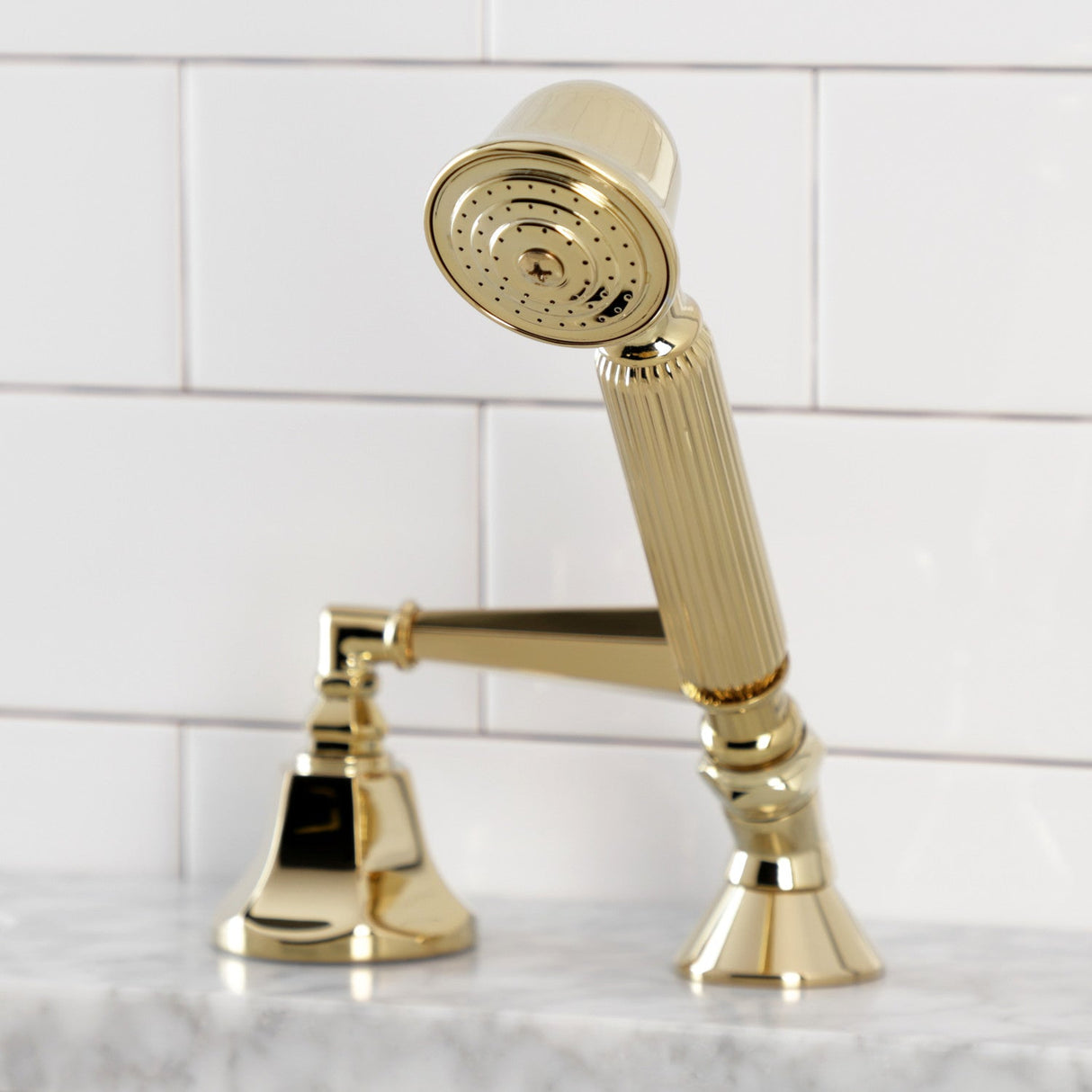 KSK4302HLTR Deck Mount Hand Shower with Diverter for Roman Tub Faucet, Polished Brass
