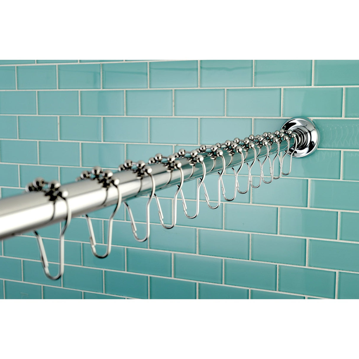 Edenscape KSR601 60-Inch to 72-Inch Adjustable Shower Curtain Rod with Rings Combo, Polished Chrome
