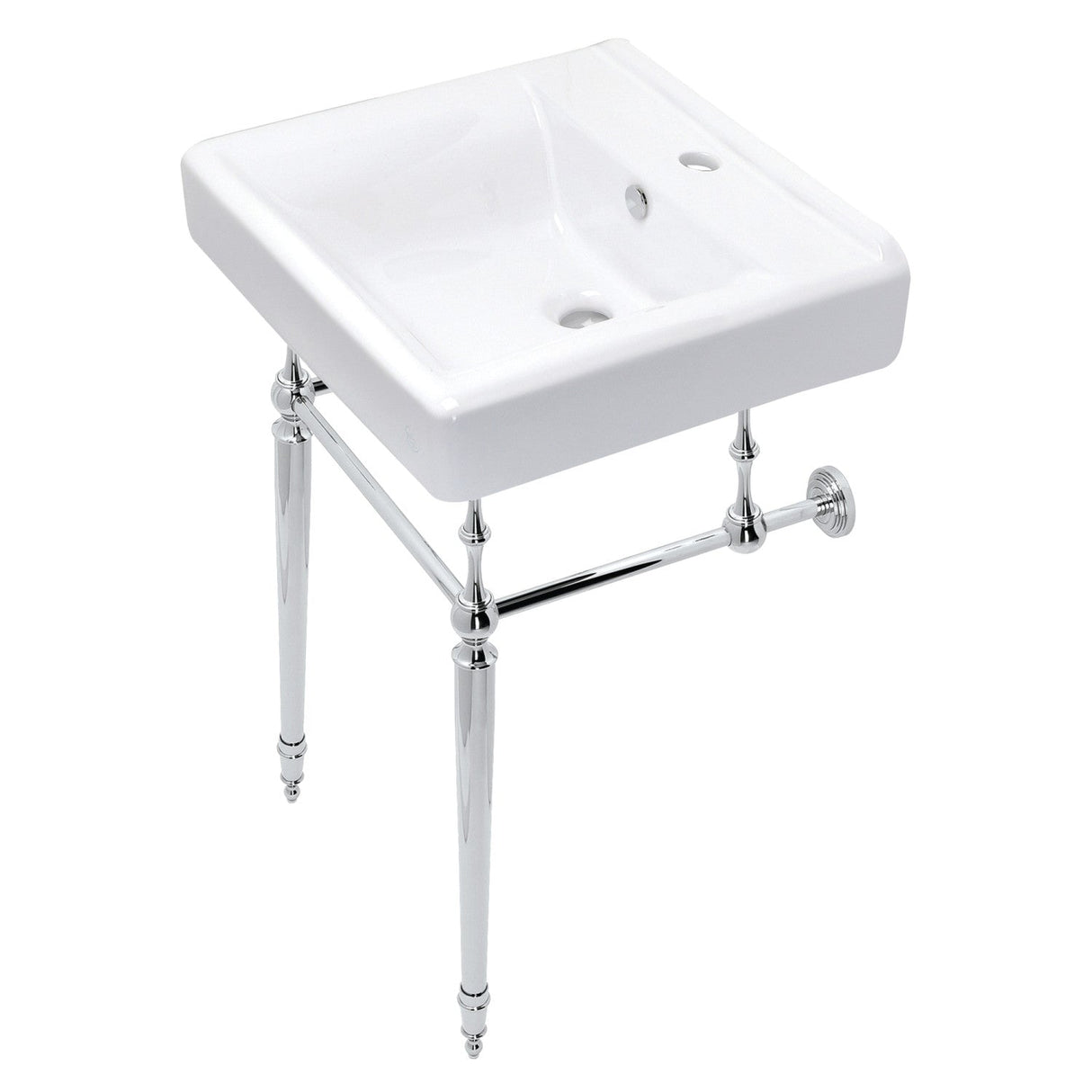 Edwardian KVPB2018W11 20-Inch Console Sink with Brass Legs, White/Polished Chrome