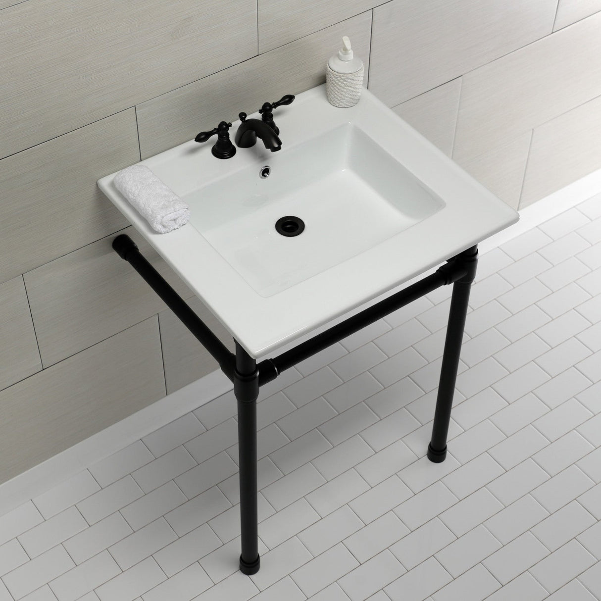 Dreyfuss KVPB25227W40 Console Sink, White/Matte Black