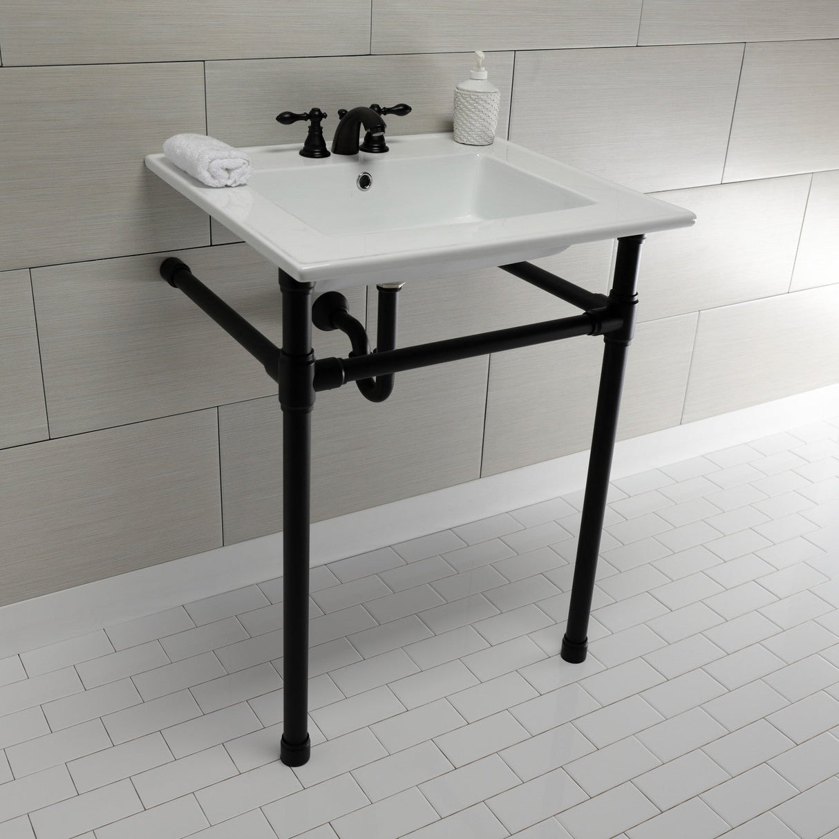 Dreyfuss KVPB25227W40 Console Sink, White/Matte Black