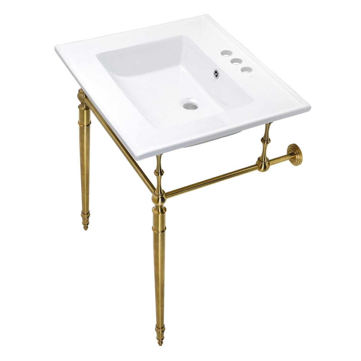 Edwardian KVPB25227W4BB Console Sink, White/Brushed Brass