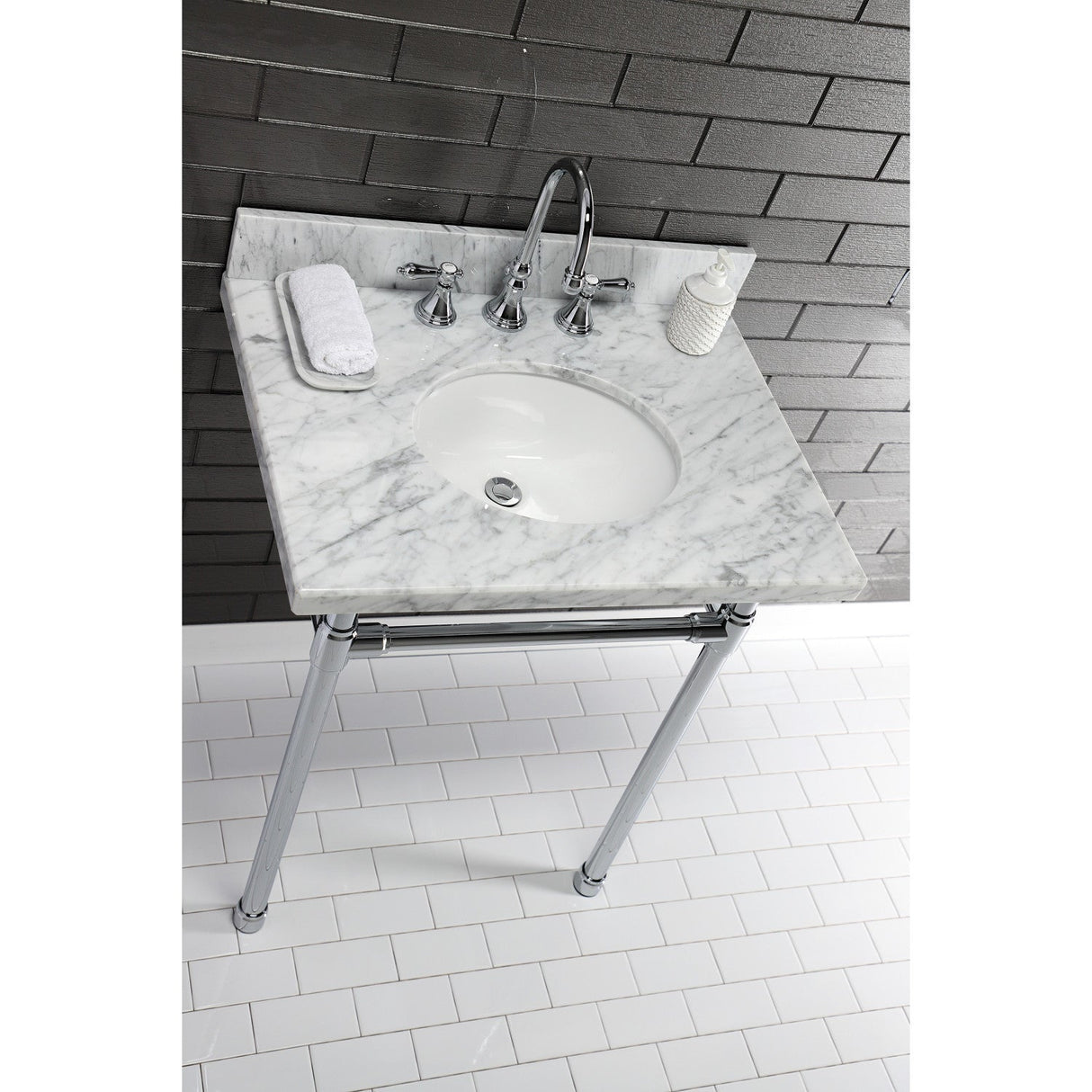 Templeton KVPB3022M38 Marble Vanity Sink Top, Carrara Marble