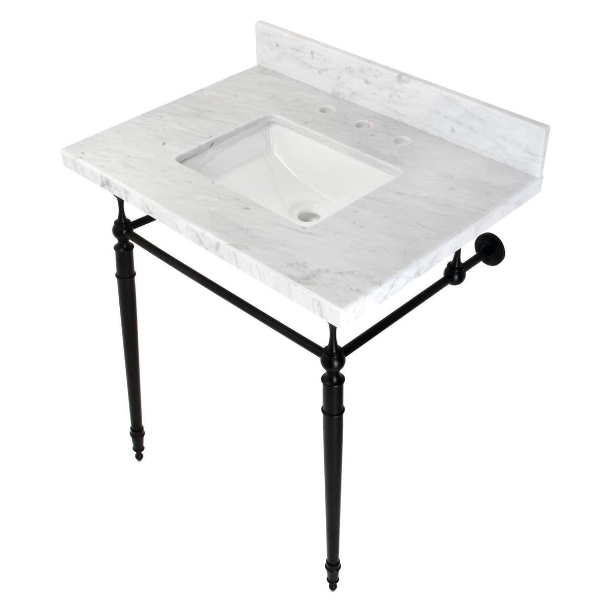 Edwardian KVPB3022M8SQ0 Console Sink, Marble White/Matte Black