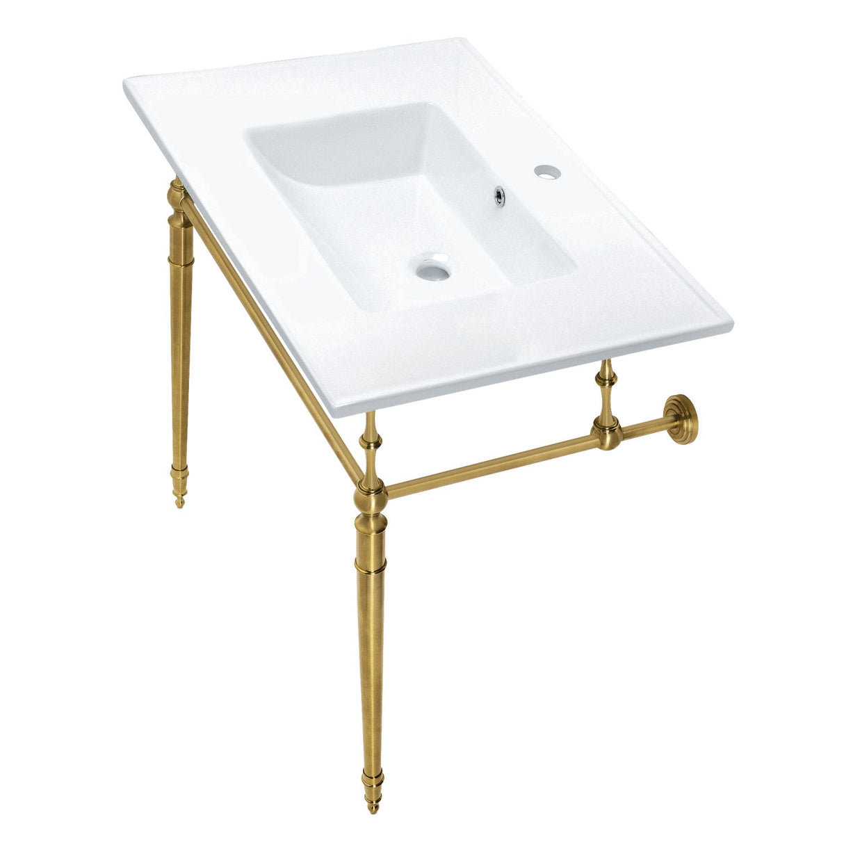 Edwardian KVPB312271BB Console Sink, White/Brushed Brass