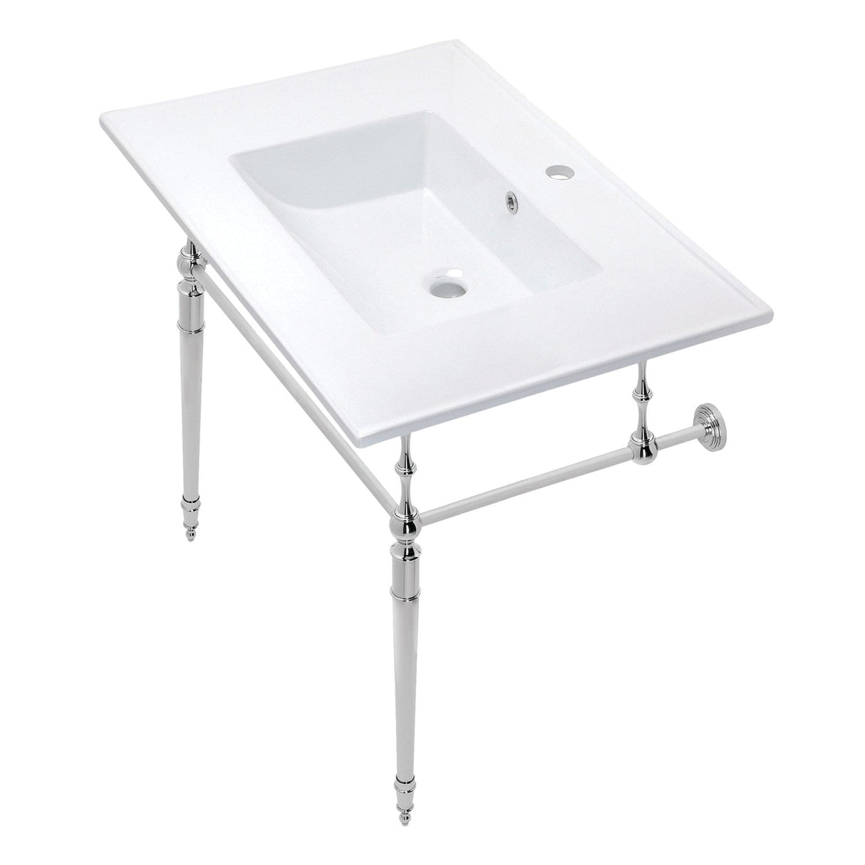 Edwardian KVPB312271CP Console Sink, White/Polished Chrome