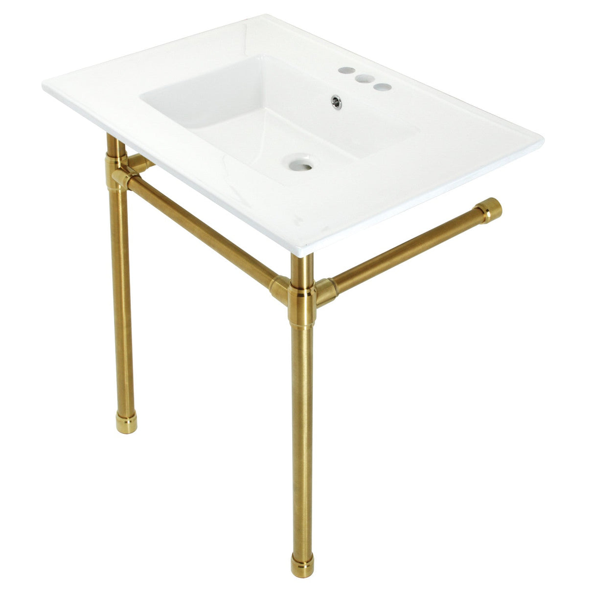 Dreyfuss KVPB31227W47 Console Sink, White/Brushed Brass