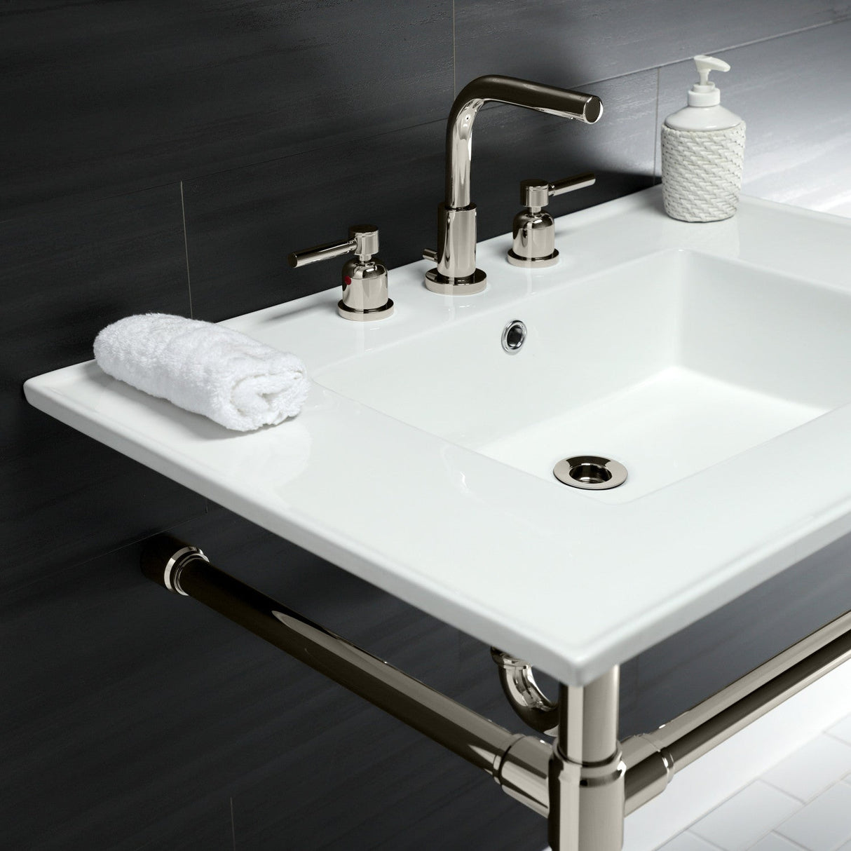 Dreyfuss KVPB31227W86 Console Sink, White/Polished Nickel