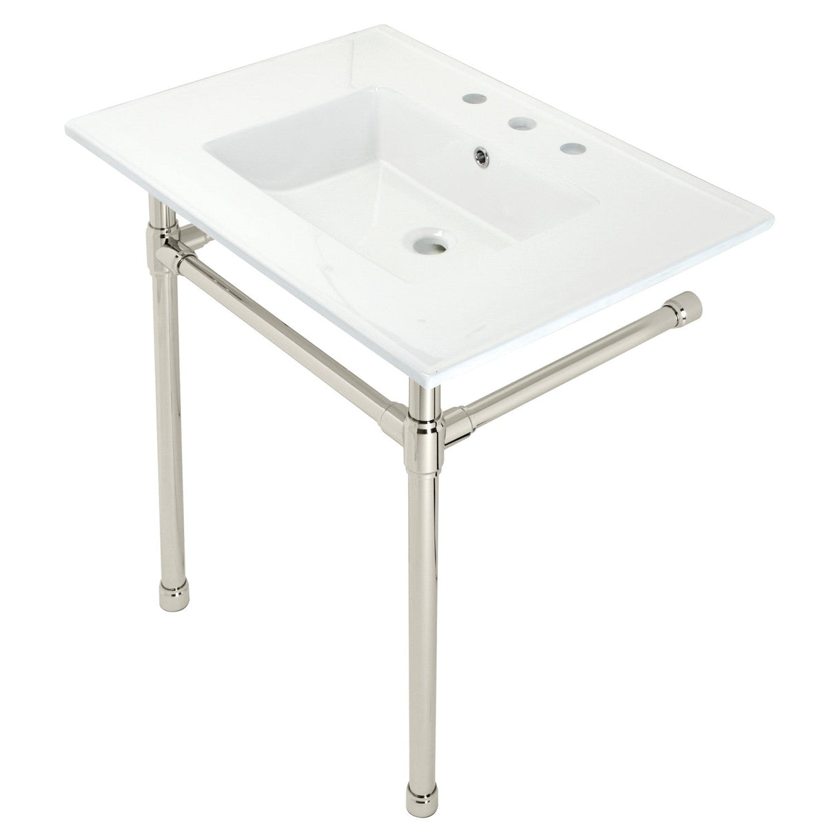 Dreyfuss KVPB31227W86 Console Sink, White/Polished Nickel
