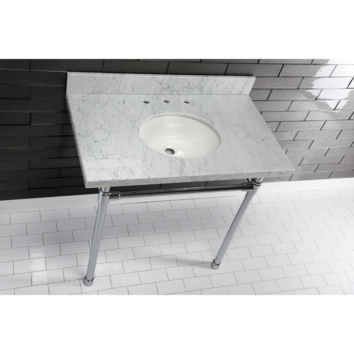 Templeton KVPB3622M38 Marble Vanity Sink Top, Carrara Marble