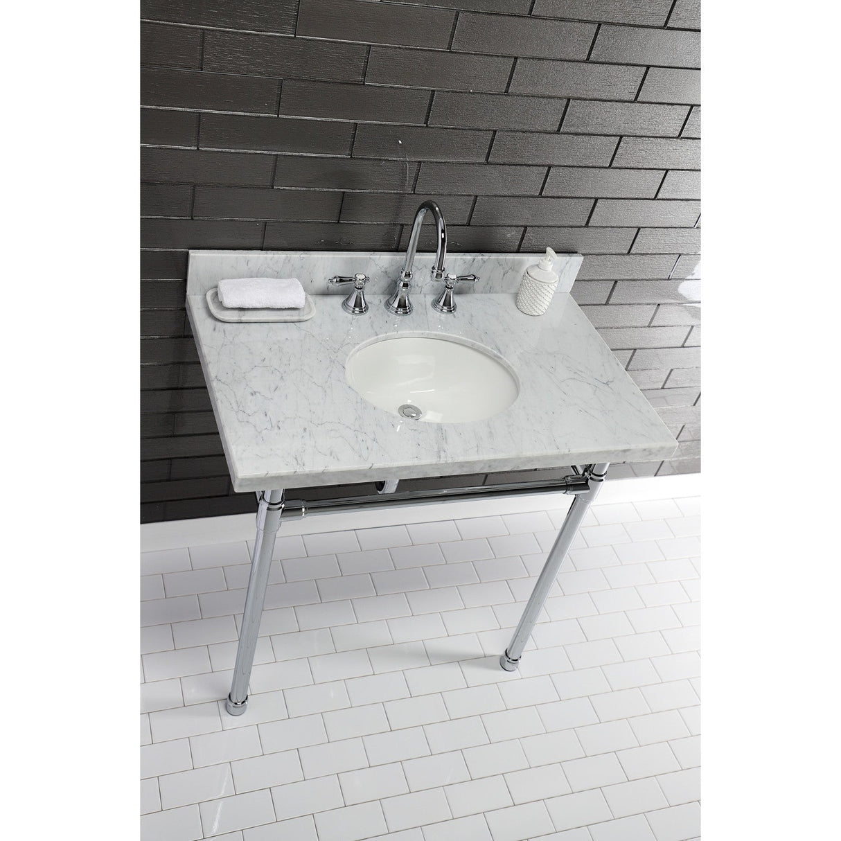 Templeton KVPB3622M38 Marble Vanity Sink Top, Carrara Marble