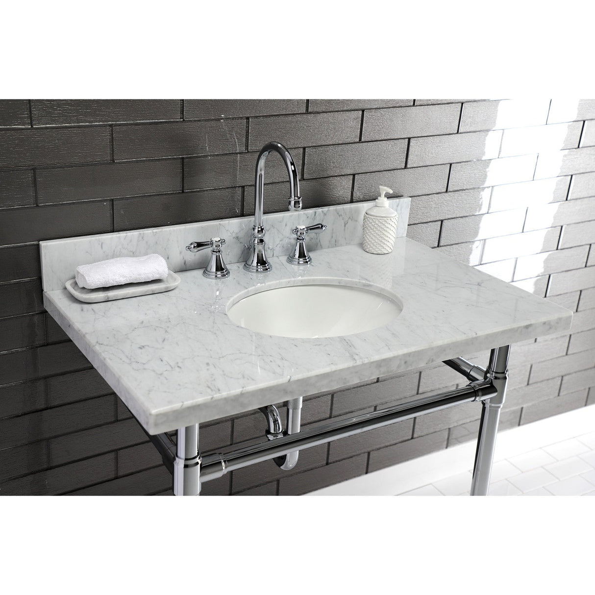 Templeton KVPB3622M38 Marble Vanity Sink Top, Carrara Marble