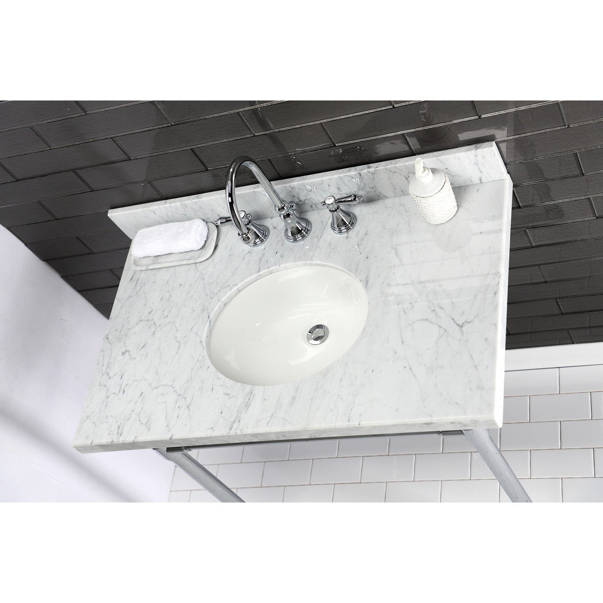 Templeton KVPB3622M38 Marble Vanity Sink Top, Carrara Marble