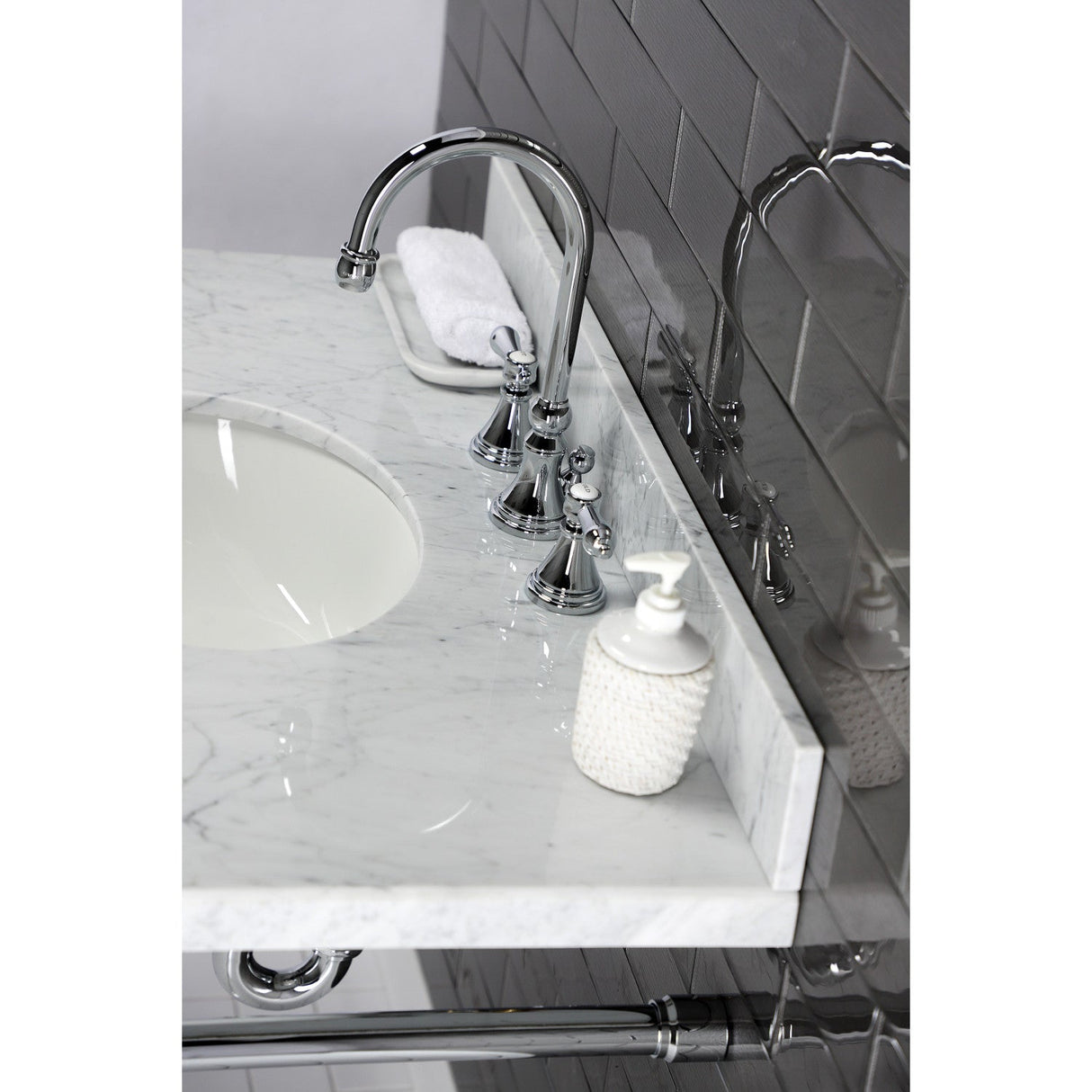 Templeton KVPB3622M38 Marble Vanity Sink Top, Carrara Marble