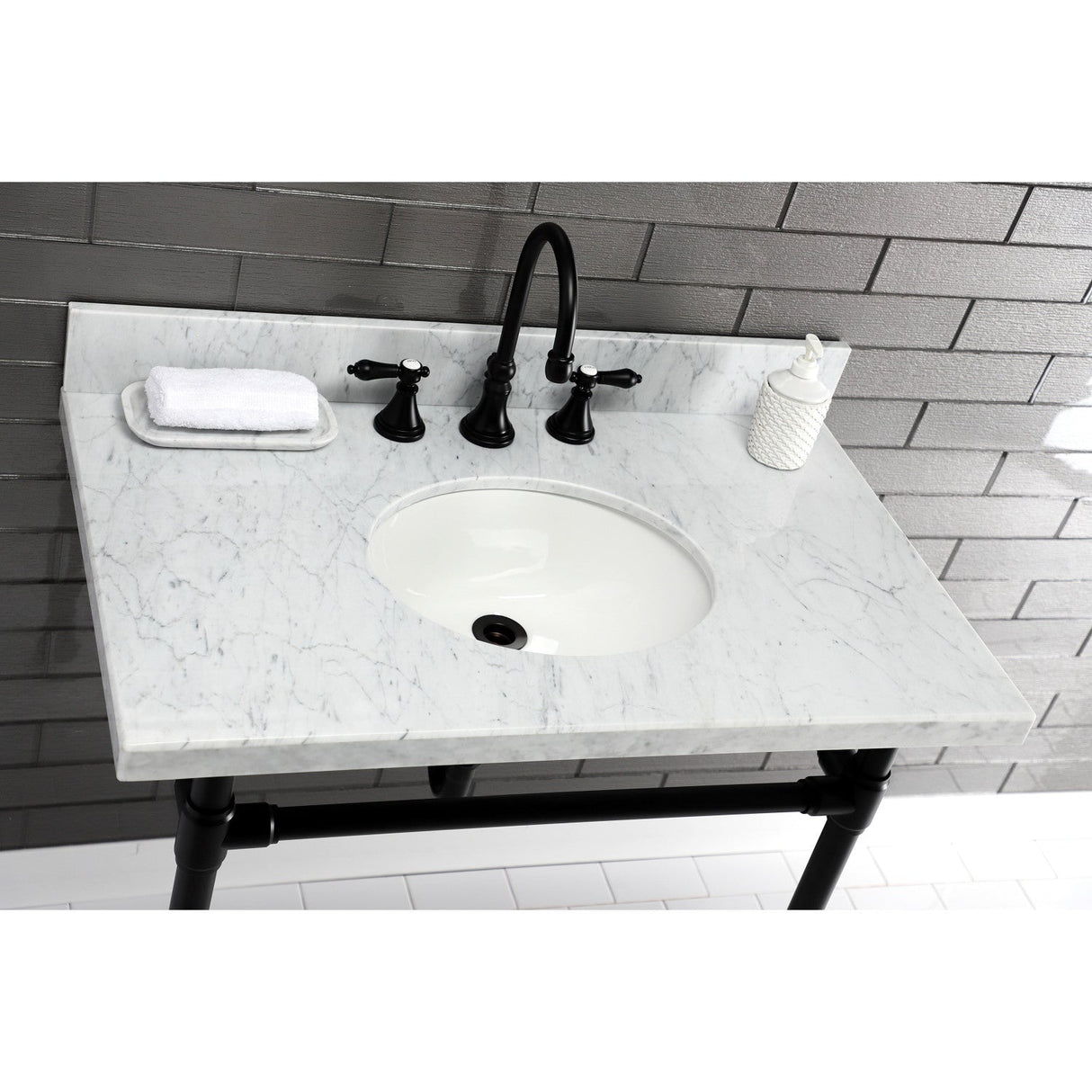 Templeton KVPB3622M38 Marble Vanity Sink Top, Carrara Marble