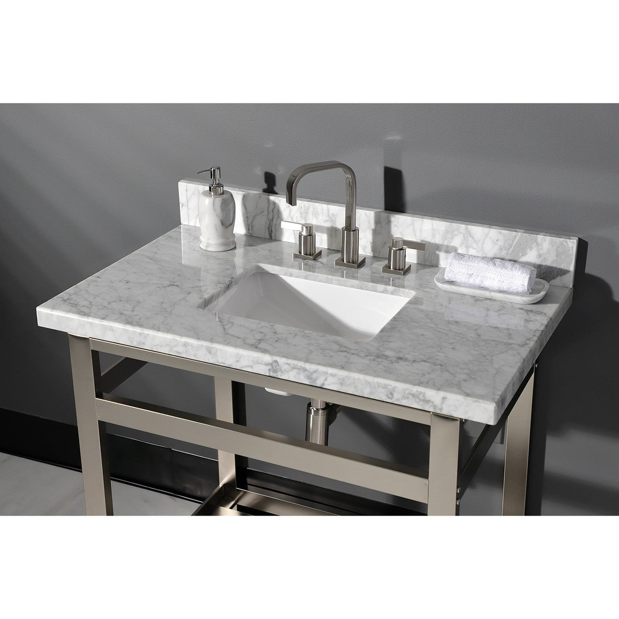 Templeton KVPB3622M38SQ Marble Vanity Sink Top, Carrara Marble
