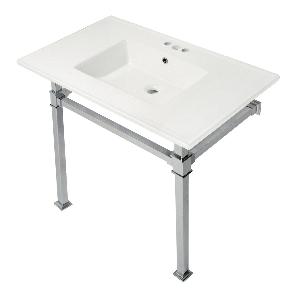Fauceture KVPB37224Q1 37-Inch Ceramic Console Sink Set, White/Polished Chrome