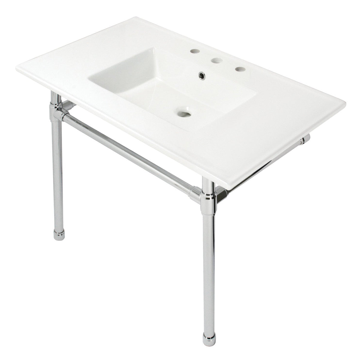 Dreyfuss KVPB37227W81 37-Inch Ceramic Console Sink Set, White/Polished Chrome