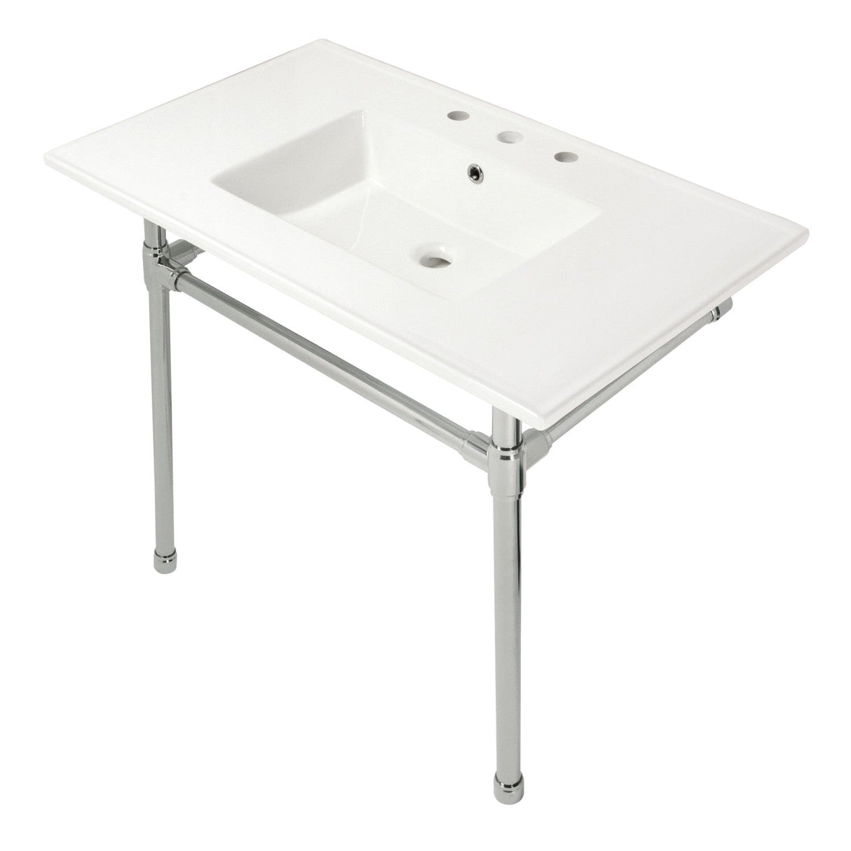 Dreyfuss KVPB37227W86 37-Inch Ceramic Console Sink Set, White/Polished Nickel