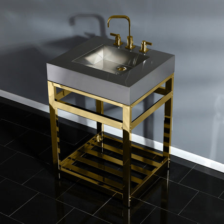 Kingston Commercial KVSP2522A2 Stainless Steel Console Sink, Brushed/Polished Brass