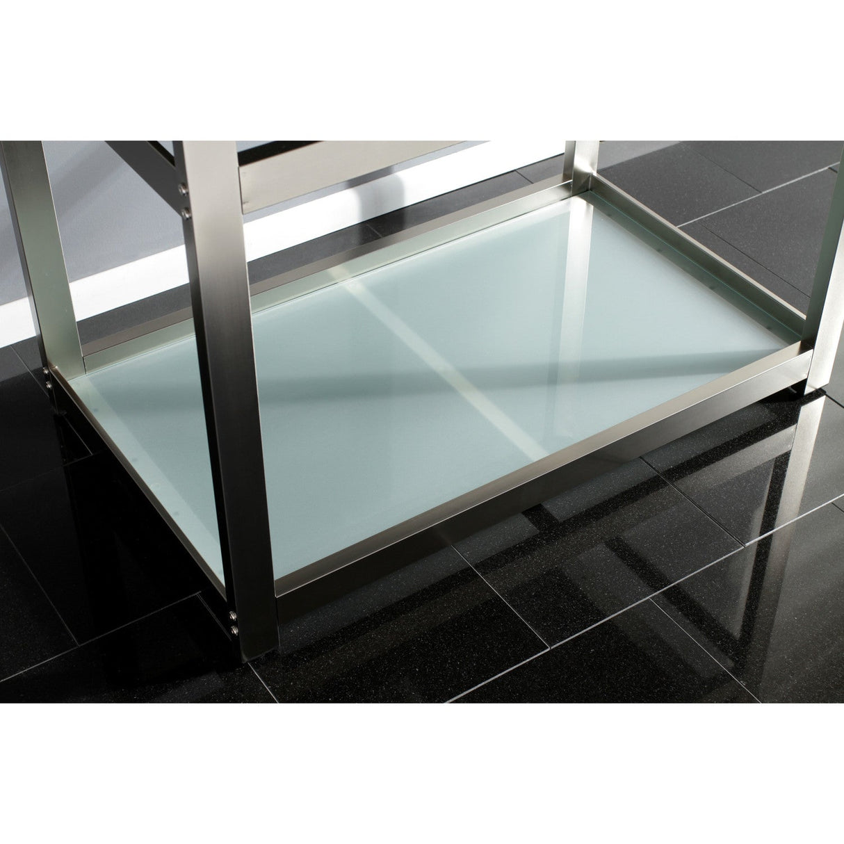 Kingston Commercial KVSP3722B8 Stainless Steel Console Sink with Glass Shelf, Brushed/Brushed Nickel