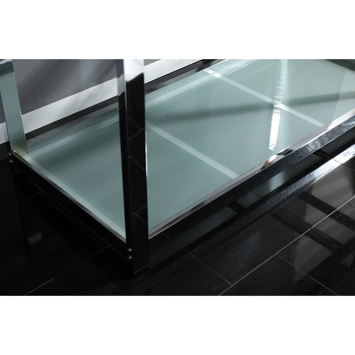 Kingston Commercial KVSP4922B1 Stainless Steel Console Sink with Glass Shelf, Brushed/Polished Chrome