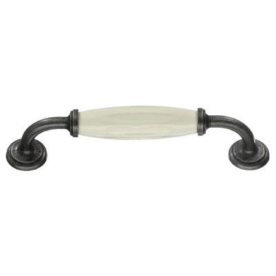 Smedbo Pull Zinc/Ceramics in Pewter/White Ceramics