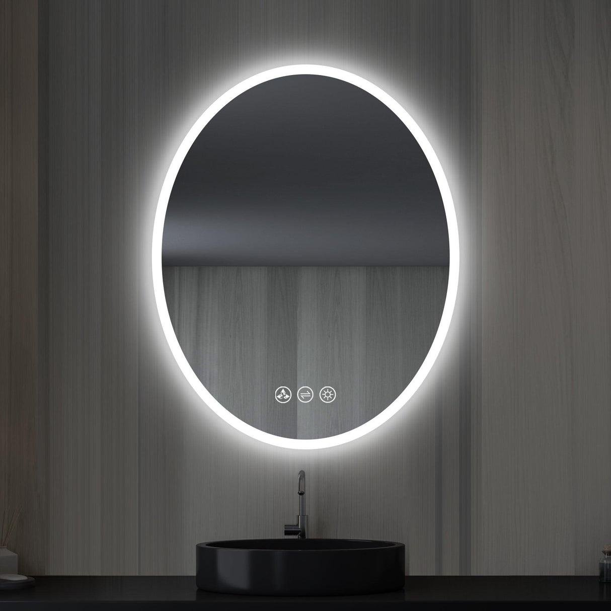 Blossom Oval LED Mirror Frosted Side, Touch Control & Dual Mounting, 20" x 30" & 30" x 34"