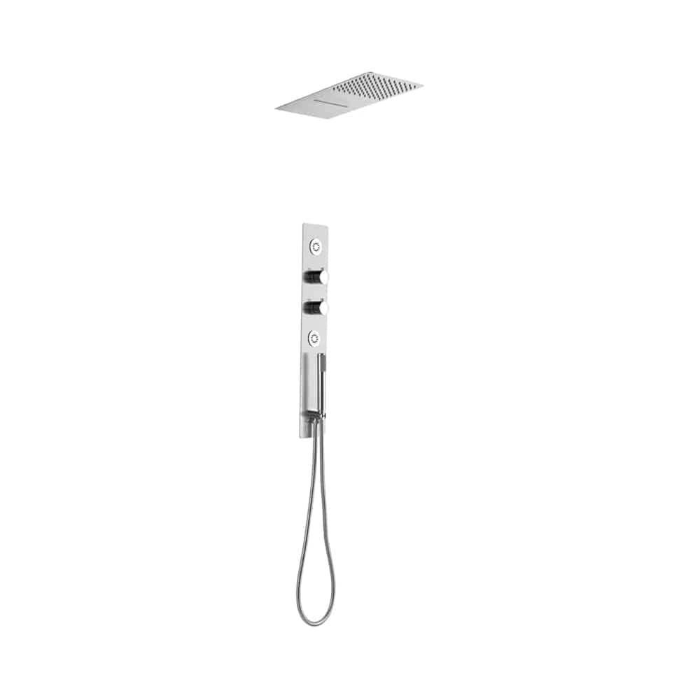 Lenova CSP206 2PC - Shower Set Includes: Shower Head Round 16 x 4-3/4 Thermostatic/Pressure Valve Trim Kit - Square