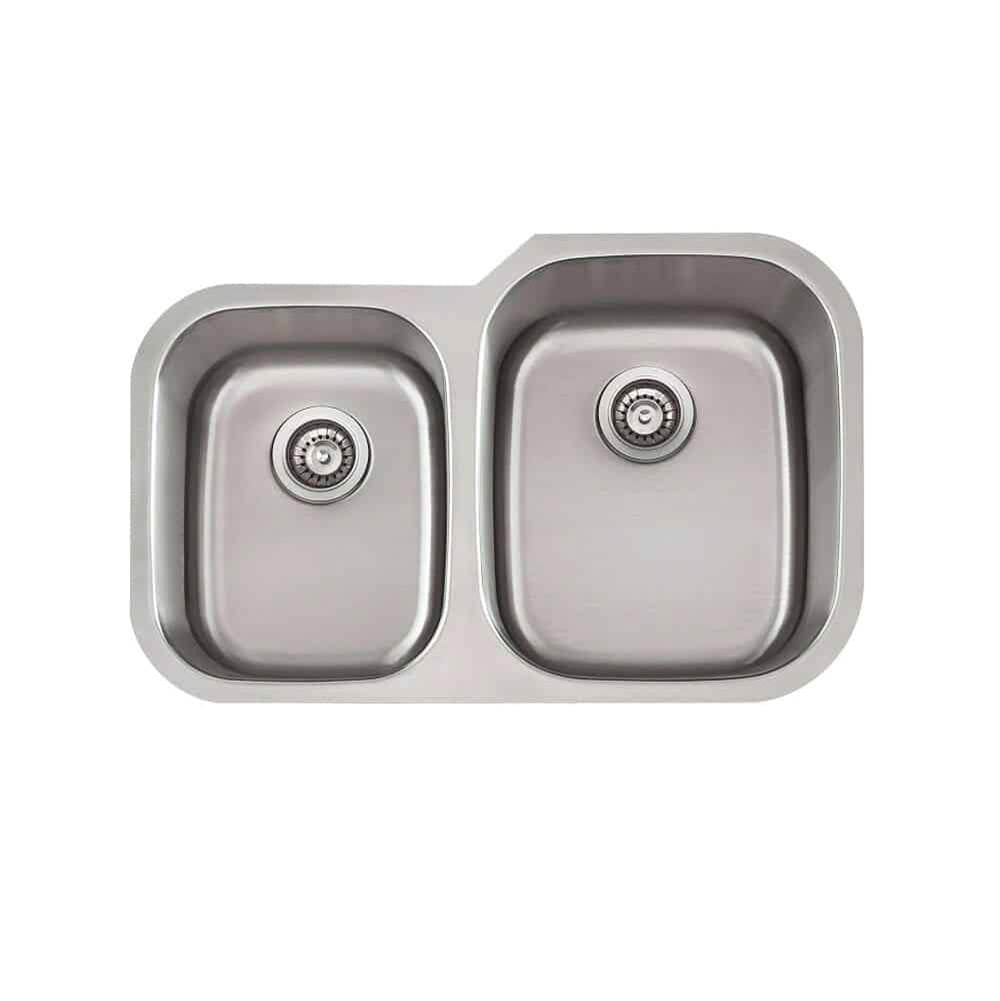 Lenova SS-CL-D2R-16 Undermount Double Bowl 32 x 20-3/4 x 9/8 - Brushed Satin
